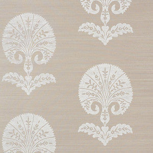 Schumacher Wallpaper Ottoman Flower Sisal Fog 5008210