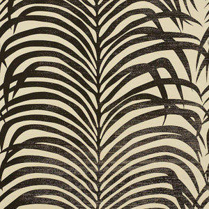 Schumacher Wallpaper Zebra Palm Sisal Black On Ivory 5008222