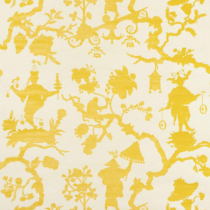 Shantung Silhouette Sisal Yellow 5008250 by Schumacher Designer Wallpaper Shangri-La 33.25" - Swanky Fabrics -