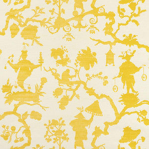 Schumacher Wallpaper Shantung Silhouette Sisal Yellow 5008250