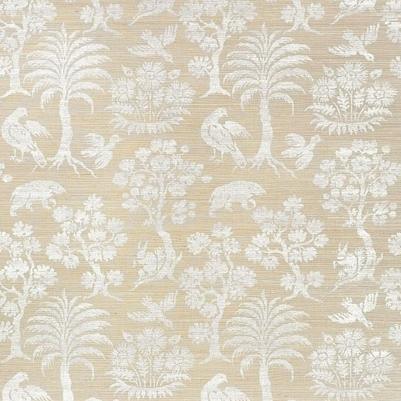 Woodland Silhouette Sisal Fog 5008281 by Schumacher Designer Wallpaper Shangri-La 16.75" - Swanky Fabrics -