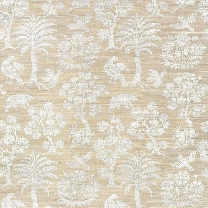 Woodland Silhouette Sisal Fog 5008281 by Schumacher Designer Wallpaper Shangri-La 16.75" - Swanky Fabrics -