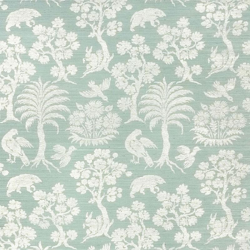 Woodland Silhouette Sisal Sky 5008284 by Schumacher Designer Wallpaper Shangri-La 16.75" - Swanky Fabrics -