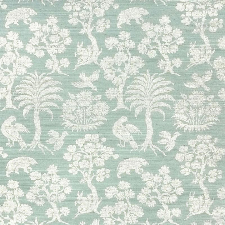 Woodland Silhouette Sisal Sky 5008284 by Schumacher Designer Wallpaper Shangri-La 16.75" - Swanky Fabrics -