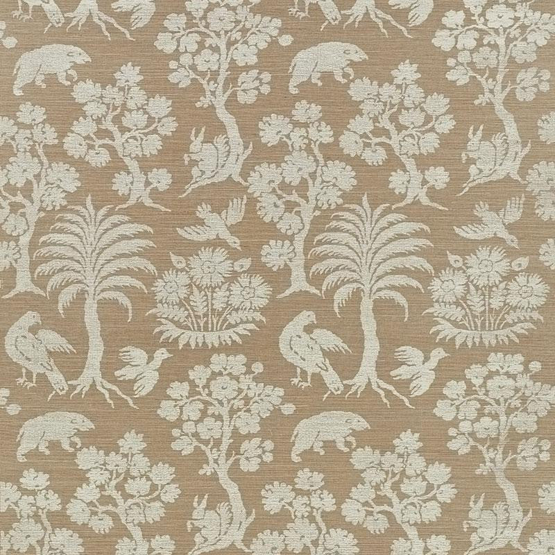 Woodland Silhouette Sisal Mocha 5008283 by Schumacher Designer Wallpaper Shangri-La 16.75" - Swanky Fabrics -