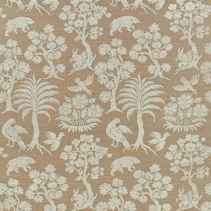 Woodland Silhouette Sisal Mocha 5008283 by Schumacher Designer Wallpaper Shangri-La 16.75" - Swanky Fabrics -