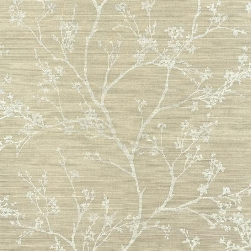 Twiggy Sisal Fog 5008291 by Schumacher Designer Wallpaper Shangri-La 32.5" - Swanky Fabrics -