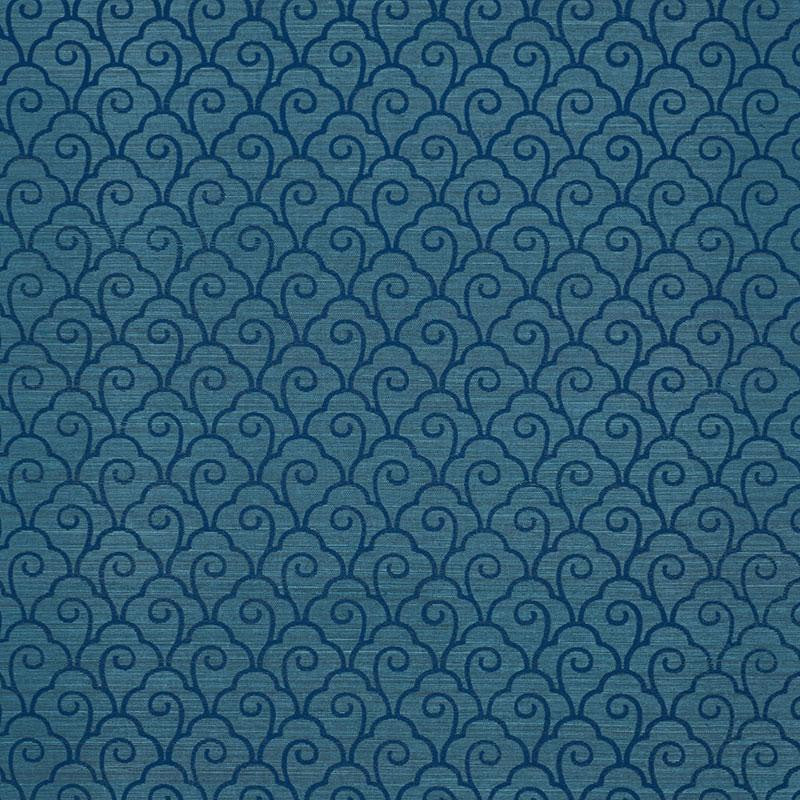 Scallop Filigree Sisal Lapis On Peacock 5008300 by Schumacher Designer Wallpaper Shangri-La 3.75" - Swanky Fabrics -
