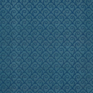 Schumacher Wallpaper Scallop Filigree Sisal Lapis On Peacock 5008300