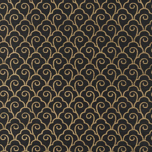 Schumacher Wallpaper Scallop Filigree Sisal Gold On Jet 5008301