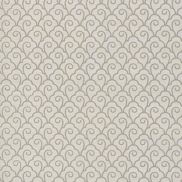 Scallop Filigree Sisal Fog 5008303 by Schumacher Designer Wallpaper Shangri-La 3.75" - Swanky Fabrics -