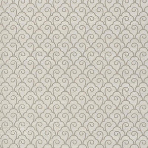 Schumacher Wallpaper Scallop Filigree Sisal Fog 5008303