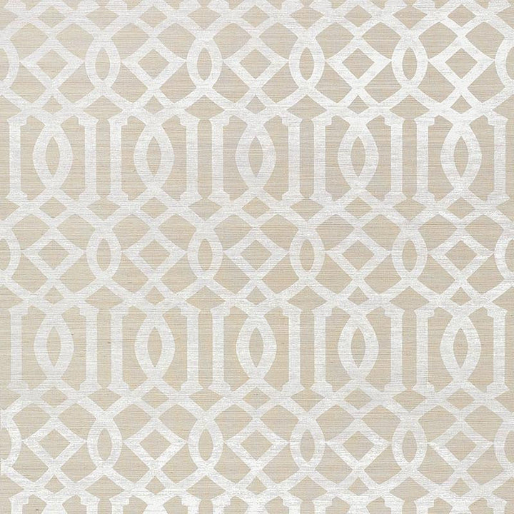 Imperial Trellis Sisal Sand 5008351 by Schumacher Designer Wallpaper Shangri-La 6.75" - Swanky Fabrics -