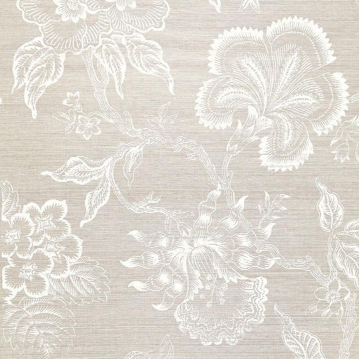 Hothouse Flowers Sisal Fog & Chalk 5006090 by Schumacher Designer Wallpaper Celerie Kemble 27.0" - Swanky Fabrics -