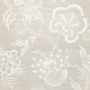 Schumacher Wallpaper Hothouse Flowers Sisal Fog & Chalk 5006090