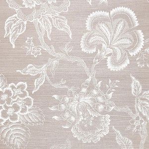 Schumacher Wallpaper Hothouse Flowers Sisal Haze & Chalk 5006091