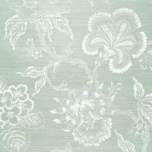 Schumacher Wallpaper Hothouse Flowers Sisal Seaglass & Chalk 5006092