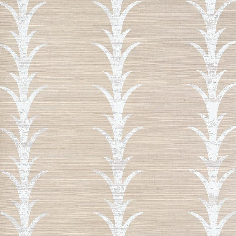 Acanthus Stripe Sisal Fog & Chalk 5006052 by Schumacher Designer Wallpaper Celerie Kemble 11.38" - Swanky Fabrics -