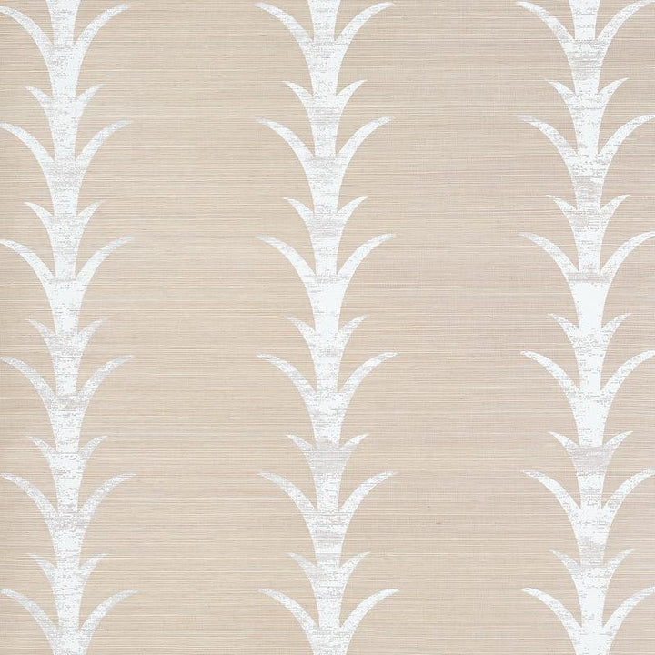 Acanthus Stripe Sisal Fog & Chalk 5006052 by Schumacher Designer Wallpaper Celerie Kemble 11.38" - Swanky Fabrics -