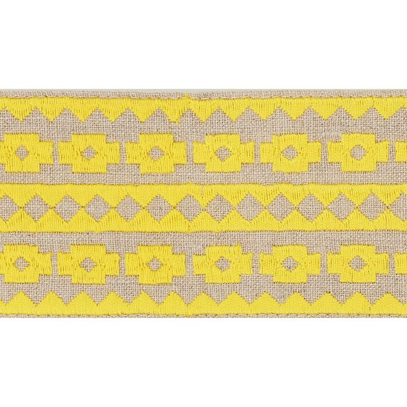 Talitha Tape Yellow On Natural 70645 by Schumacher Designer Trim Couture Trims - Swanky Fabrics -