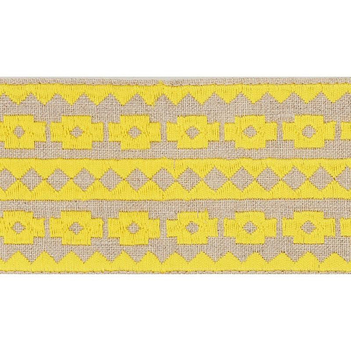 Talitha Tape Yellow On Natural 70645 by Schumacher Designer Trim Couture Trims - Swanky Fabrics -