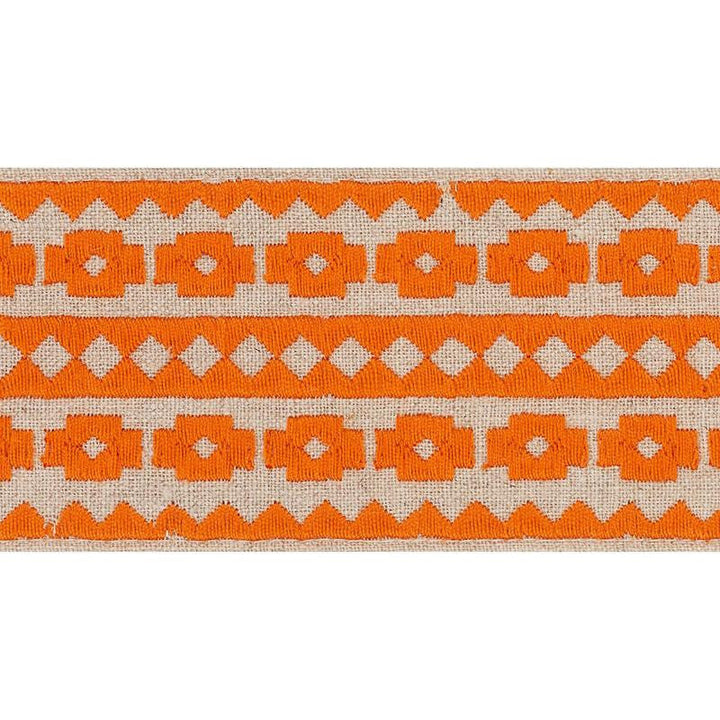 Talitha Tape Orange On Natural 70647 by Schumacher Designer Trim Couture Trims - Swanky Fabrics -