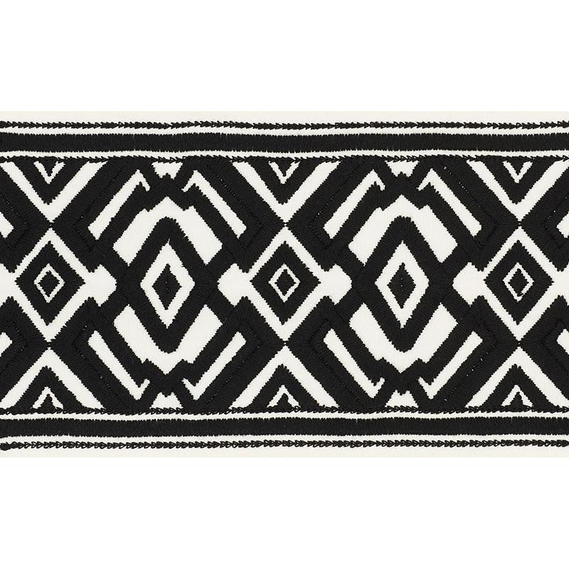Avalon Tape Black On Ivory 70661 by Schumacher Designer Trim Couture Trims 5.5" - Swanky Fabrics -