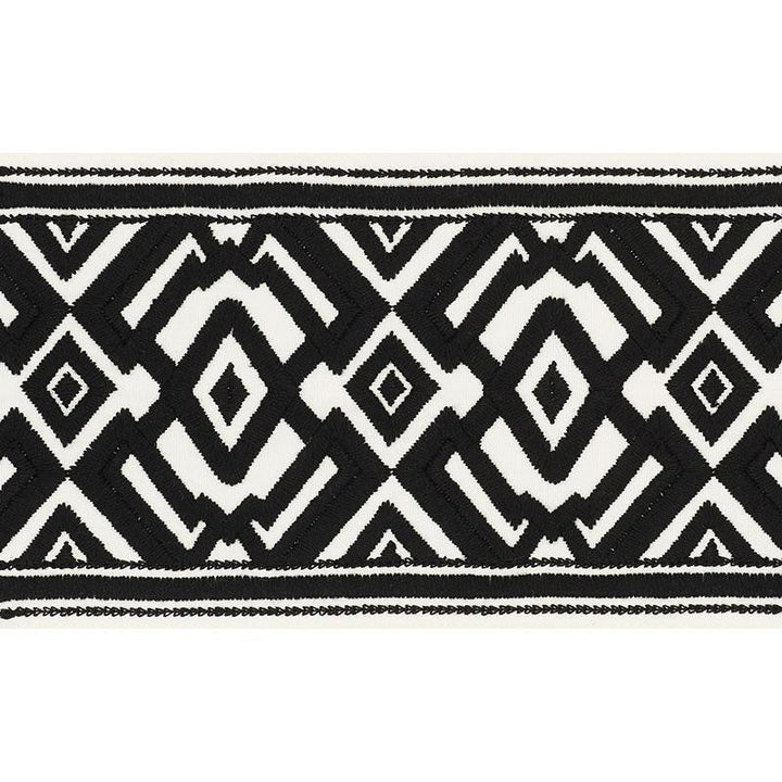 Avalon Tape Black On Ivory 70661 by Schumacher Designer Trim Couture Trims 5.5" - Swanky Fabrics -