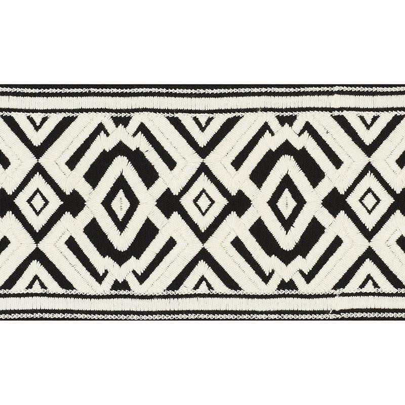 Avalon Tape Ivory On Black 70662 by Schumacher Designer Trim Couture Trims 5.5" - Swanky Fabrics -