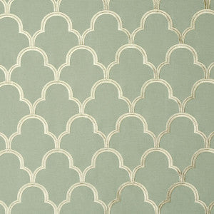 Schumacher Fabric Scallop Embroidery Mineral 64320