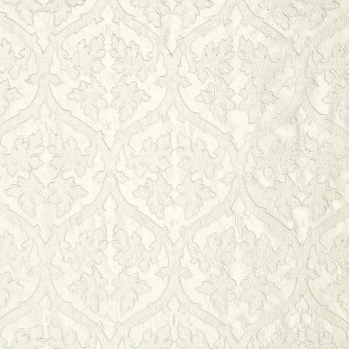 Ravenna Embroidery Silver 64743 by Schumacher Designer Fabric Chroma 10.0" - Swanky Fabrics -