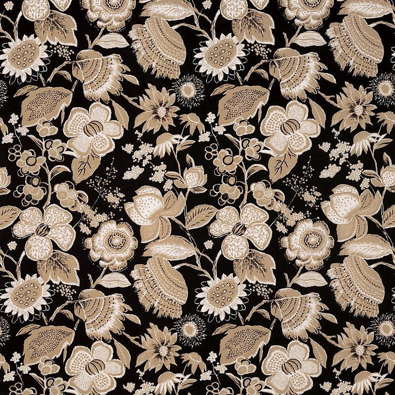 Tikki Garden Lava Black 176010 by Schumacher Designer Fabric Mary Mcdonald 26.5" - Swanky Fabrics -
