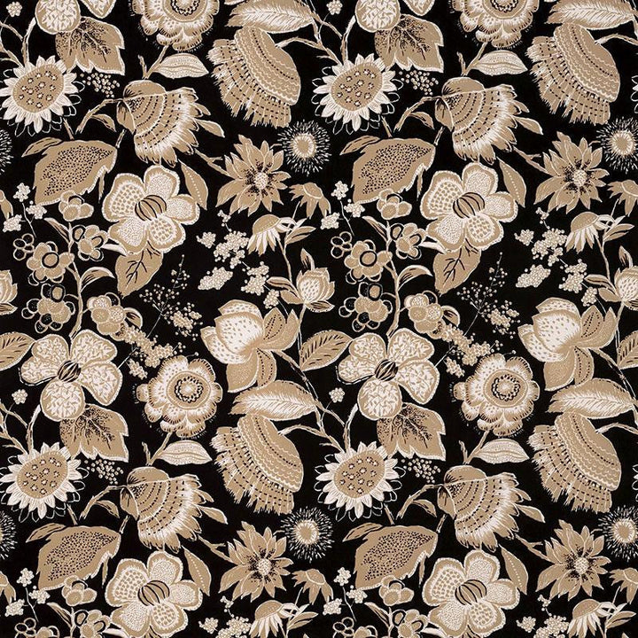 Tikki Garden Lava Black 176010 by Schumacher Designer Fabric Mary Mcdonald 26.5" - Swanky Fabrics -