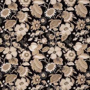 Schumacher Fabric Tikki Garden Lava Black 176010