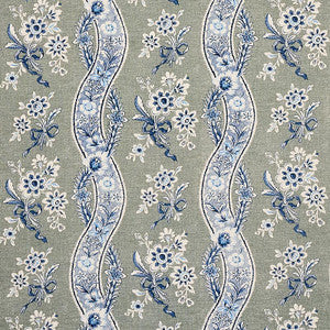 Schumacher Fabric Le Castellet Gris & Bleu 175982