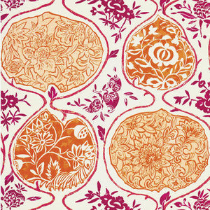 Schumacher Wallpaper Katsugi Tangerine & Berry 5006962