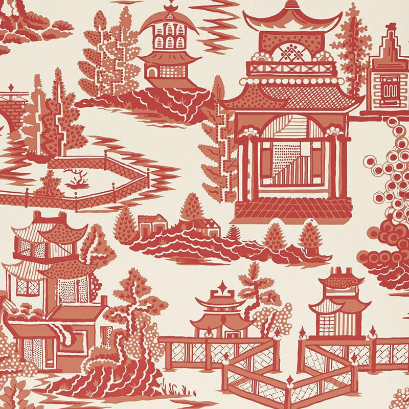 Nanjing Coral 5006910 by Schumacher Designer Wallpaper Exuberant Prints 27.0" - Swanky Fabrics -