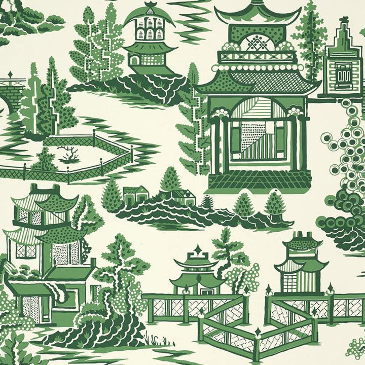 Nanjing Jade 5006912 by Schumacher Designer Wallpaper Exuberant Prints 27.0" - Swanky Fabrics -