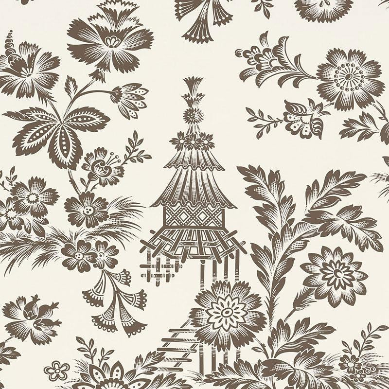Song Garden Cocoa 5007032 by Schumacher Designer Wallpaper Exuberant Prints 26.5" - Swanky Fabrics -