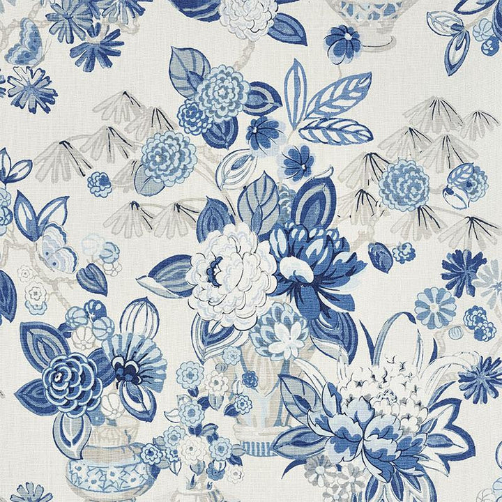 Bouquet Chinois Porcelain 177291 by Schumacher Designer Fabric Orient Express 26.5" - Swanky Fabrics -