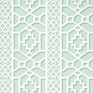 Schumacher Wallpaper Zanzibar Trellis Winter Mint 5006942