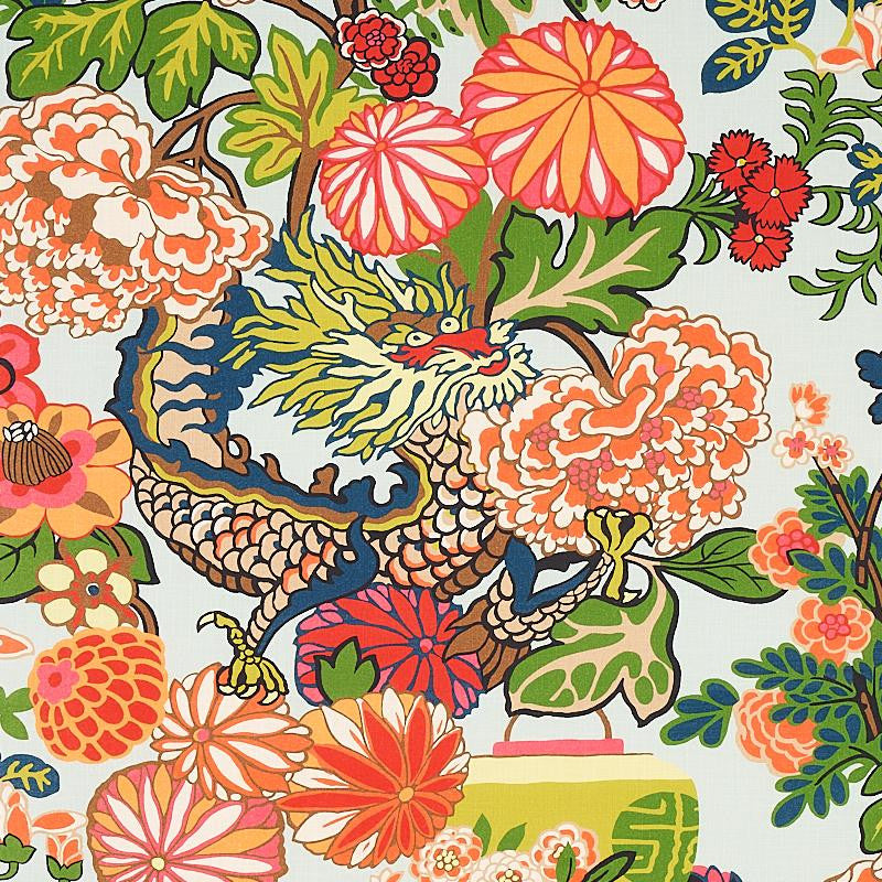 Chiang Mai Indoor/Outdoor Aquamarine 177310 by Schumacher Designer Fabric Indoor/Outdoor: Prints & Wovens 26.5" - Swanky Fabrics -