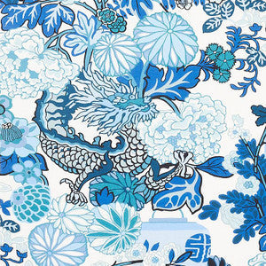 Schumacher Fabric Chiang Mai Indoor/Outdoor China Blue 177311