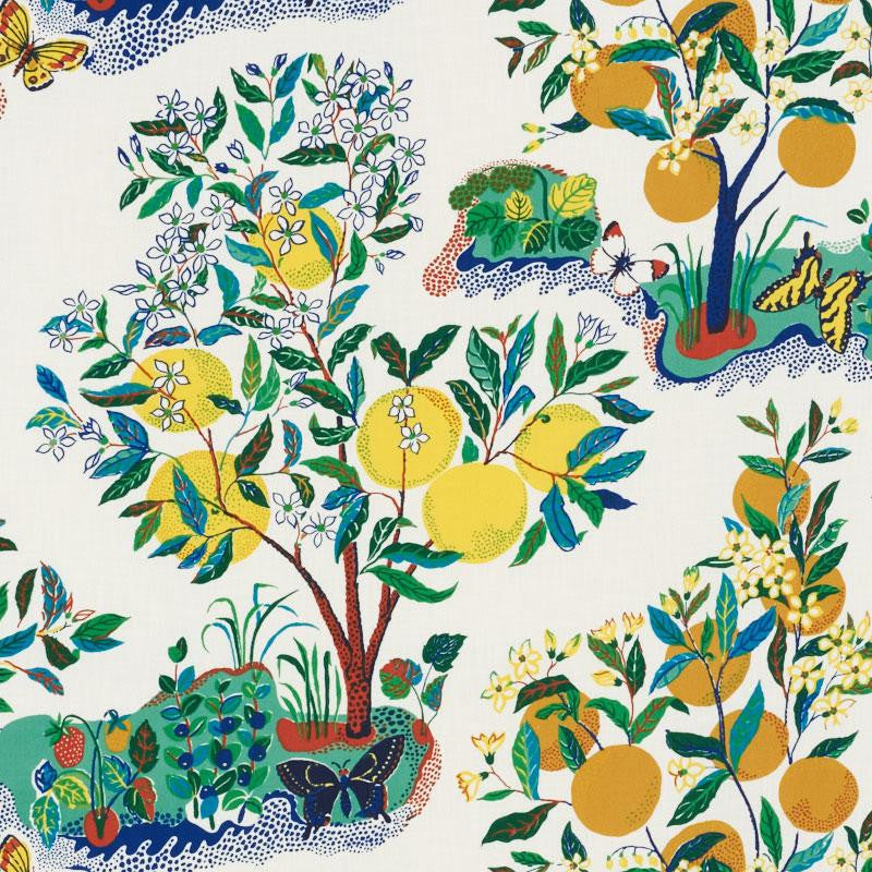 Citrus Garden Indoor/Outdoor Primary 177330 by Schumacher Designer Fabric Indoor/Outdoor: Prints & Wovens 52.5" - Swanky Fabrics -