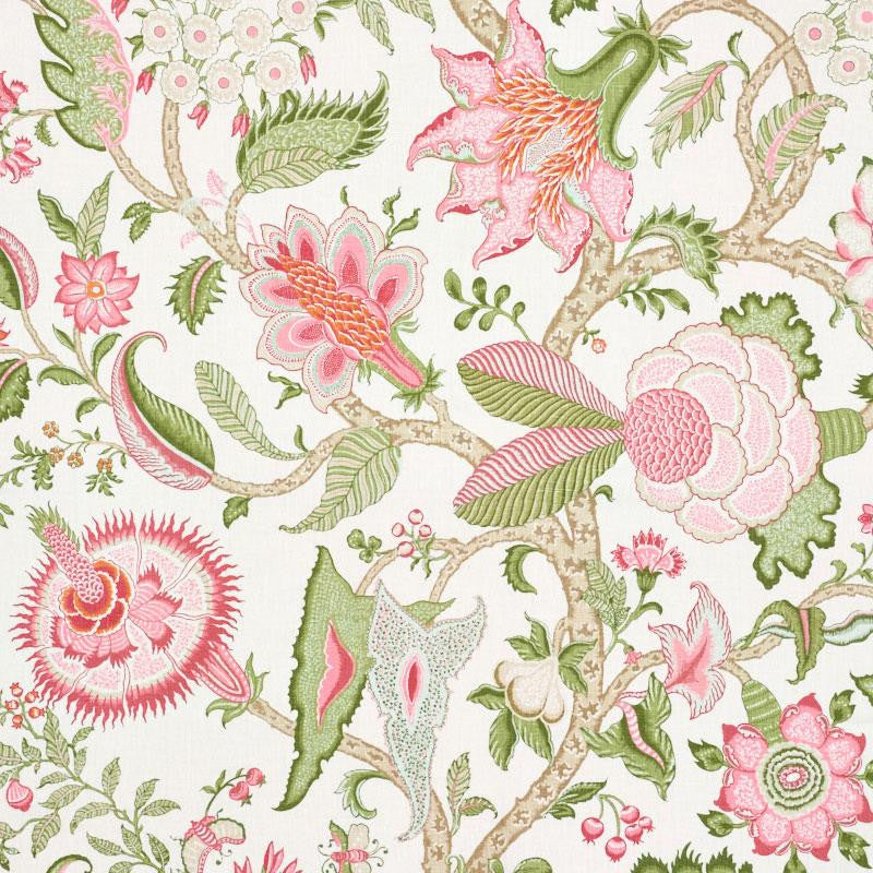 Arborvitae Pink & Leaf 177371 by Schumacher Designer Fabric Schumacher Classics 54.0" - Swanky Fabrics -