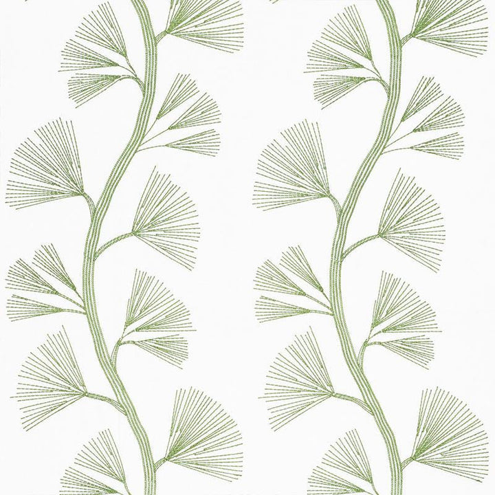 Ginkgo Embroidery Leaf 73080 by Schumacher Designer Fabric Orient Express 18.0" - Swanky Fabrics -