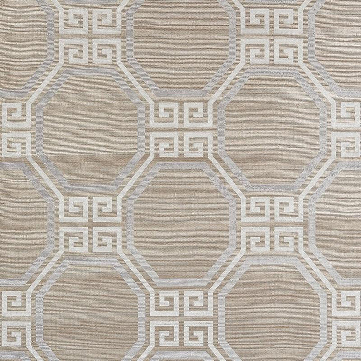 Octavia Hemp Shimmer Quartz 5008980 by Schumacher Designer Wallpaper Orient Express 11.25" - Swanky Fabrics -