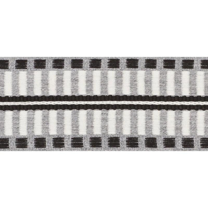 Jacobsen Tape Indoor/Outdoor Grey 73630 by Schumacher Designer Trim Indoor/Outdoor: Prints & Wovens - Swanky Fabrics -