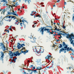 Schumacher Fabric Plaisirs De La Chine Bleu & Rouge 172853