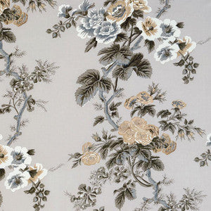 Schumacher Fabric Pyne Hollyhock Grisaille 174453